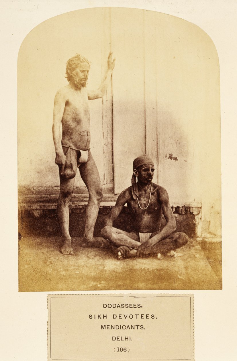 Oodassees, Sikh Devotees, Mendicants, Delhi, z The People of India, J. Forbes Watson, opublikowane 1868 (druk albumowy) autorstwa English Photographer