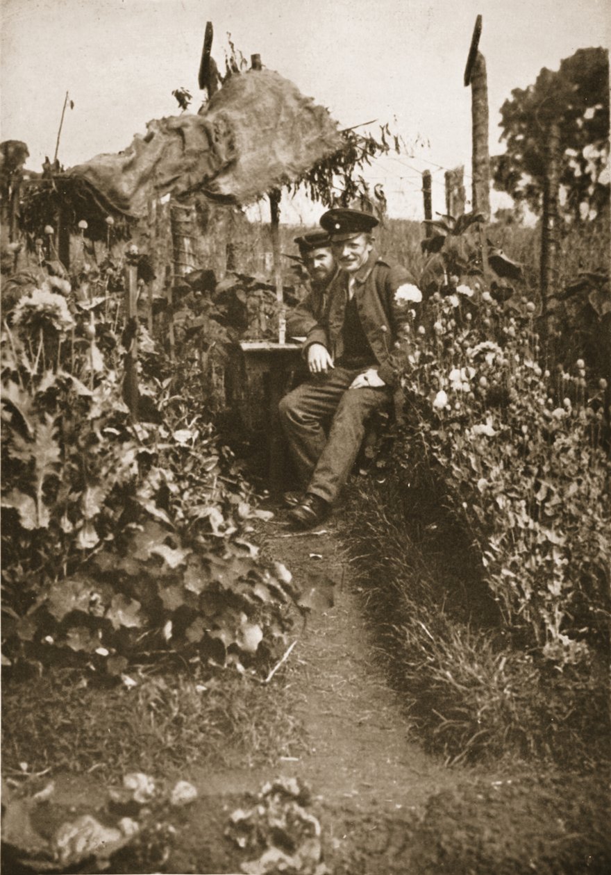 Więźniowie w swoim ogrodzie, Eastcote, ilustracja z German Prisoners in Great Britain (fotograwiura) autorstwa English Photographer