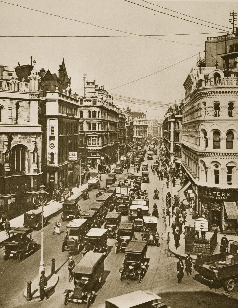 Queen Victoria Street na skrzyżowaniu z Cannon Street (zdjęcie w sepii) autorstwa English Photographer