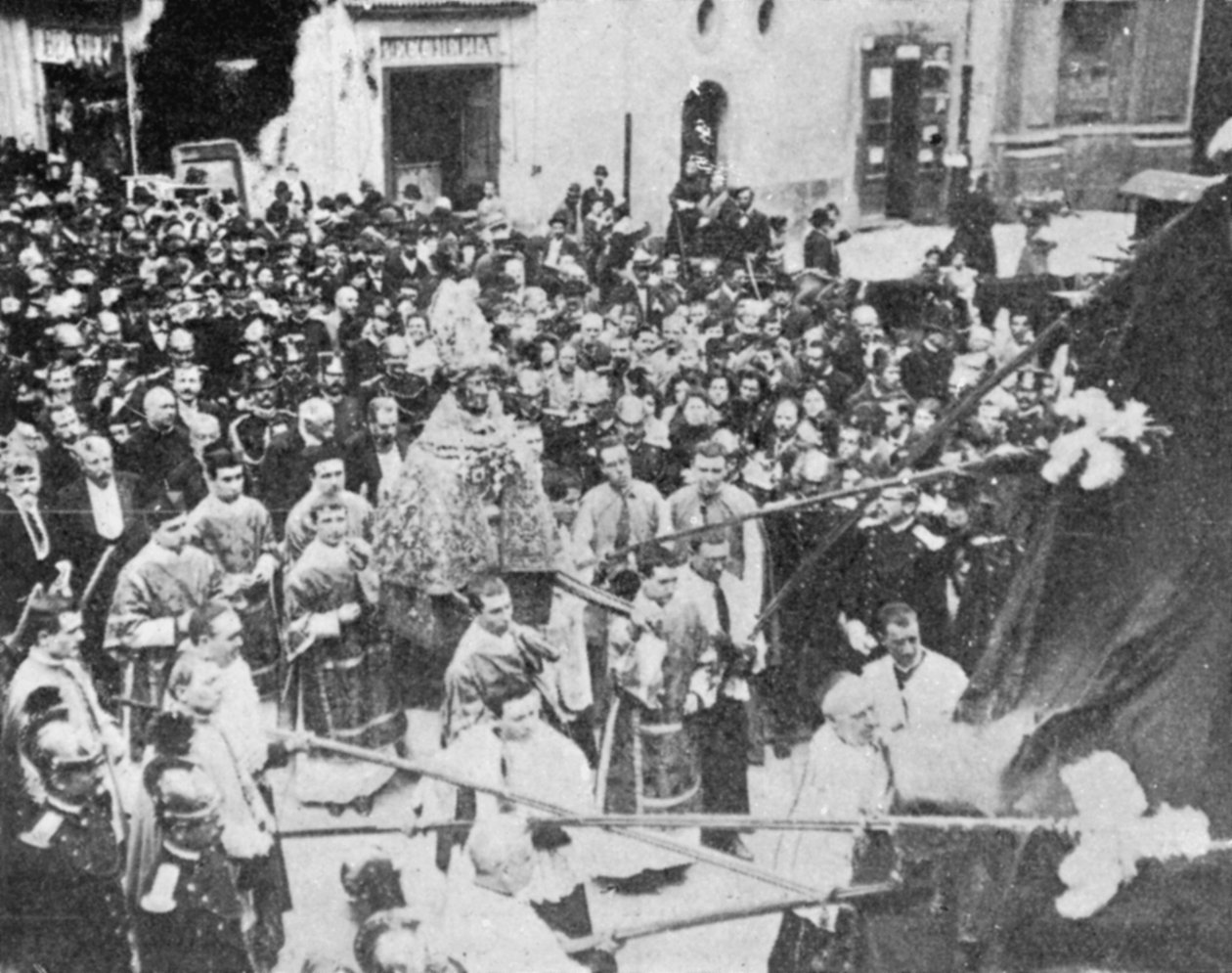 Dzień Świętego Stycznia w Neapolu, Włochy, ilustracja z filmu Król, 25 maja 1901 autorstwa English Photographer