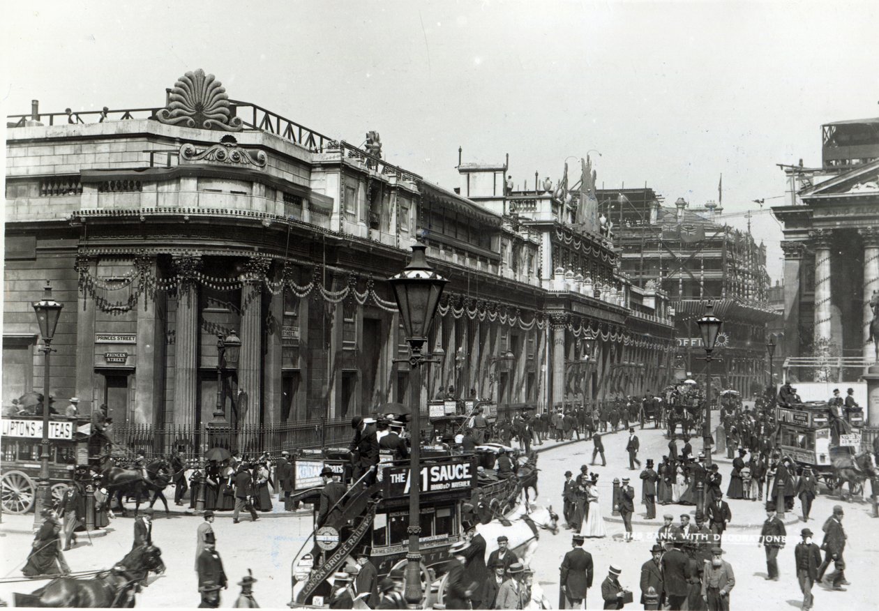 Bank of England odznaczony na Diamentowy Jubileusz Królowej Wiktorii, 1897 r autorstwa English Photographer
