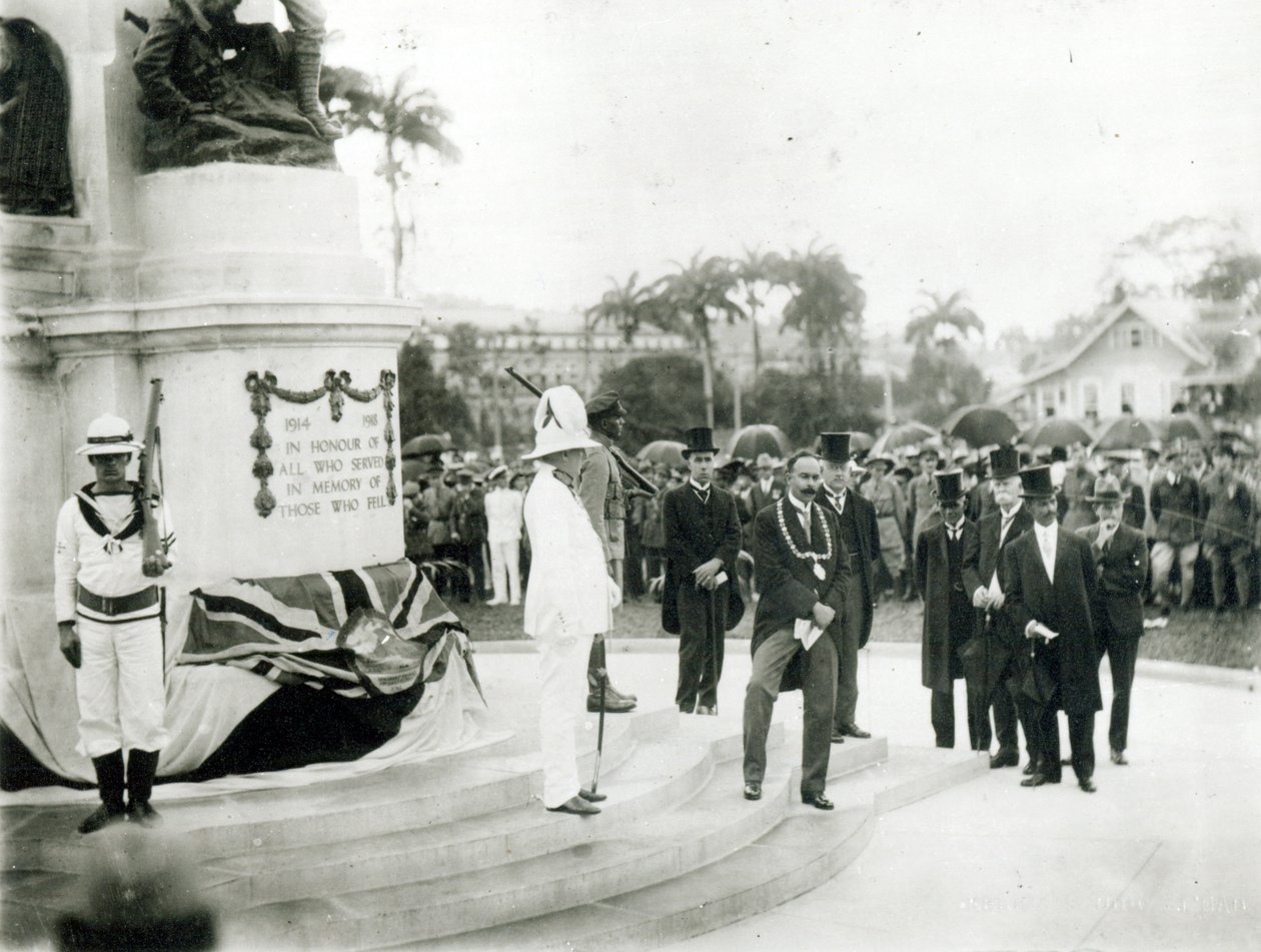 Odsłonięcie Pomnika Wojny, Port of Spain, Trynidad, 1920 autorstwa English Photographer