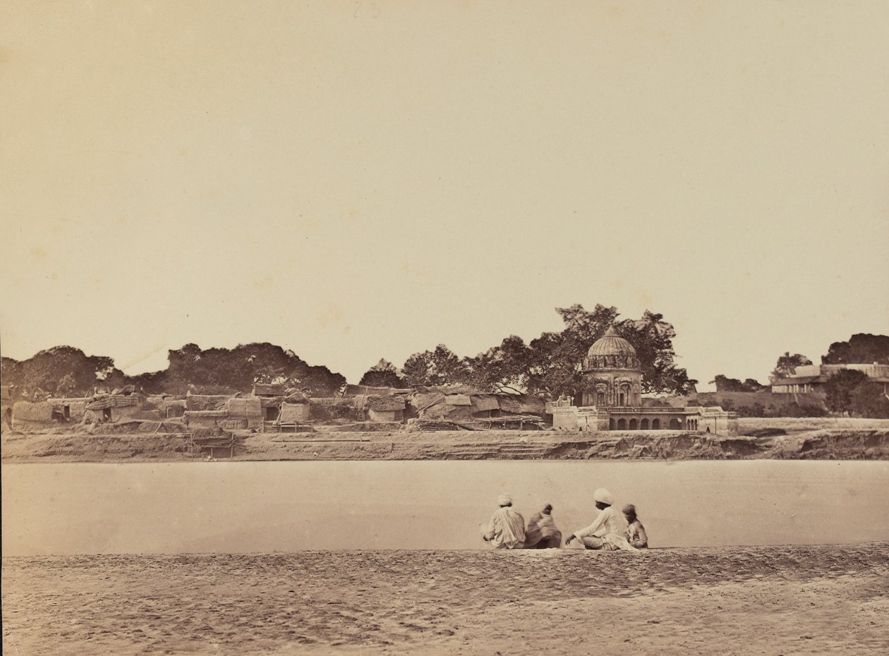 Wieś nad rzeką, ok. 1858 (zdjęcie w sepii) autorstwa English Photographer