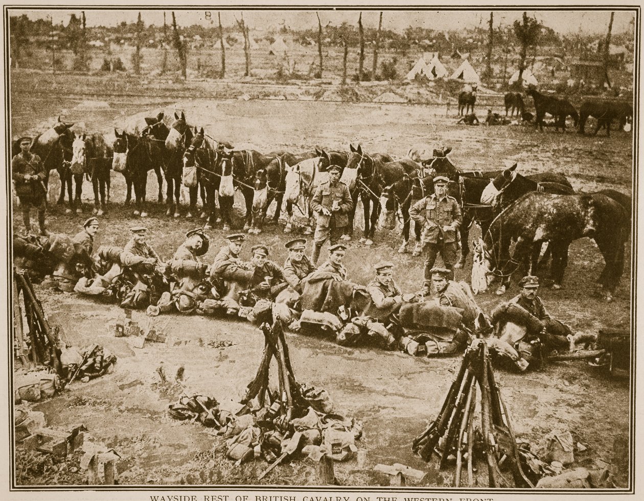 Reszta przydrożnej kawalerii brytyjskiej na froncie zachodnim, 1914-19 autorstwa English Photographer