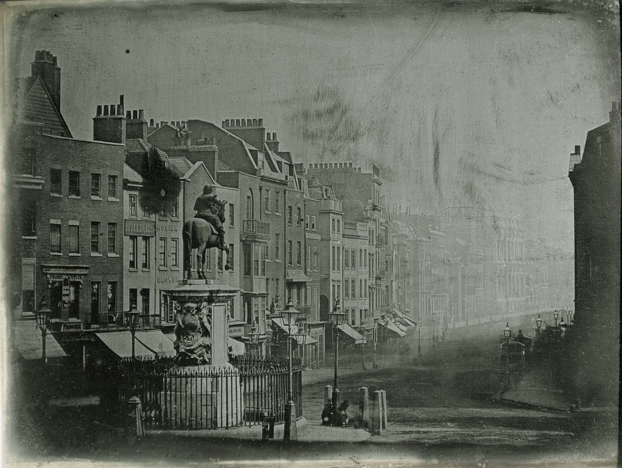 Whitehall i posąg króla Karola I (1600-49), Londyn, ok.1852 autorstwa English Photographer