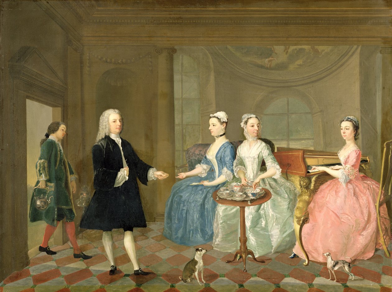 Rodzina serwowana z herbatą, ok. 1740-45 autorstwa English School
