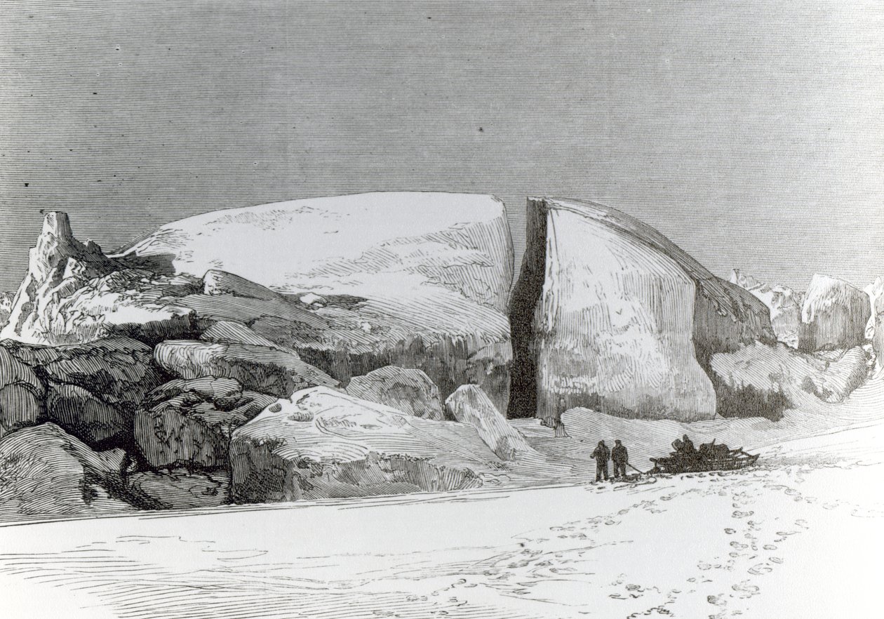 „Floe-Berg“ ant žemės, paskelbtas „The Illustrated London News“, 1876 m. lapkričio 11 d. autorstwa English School