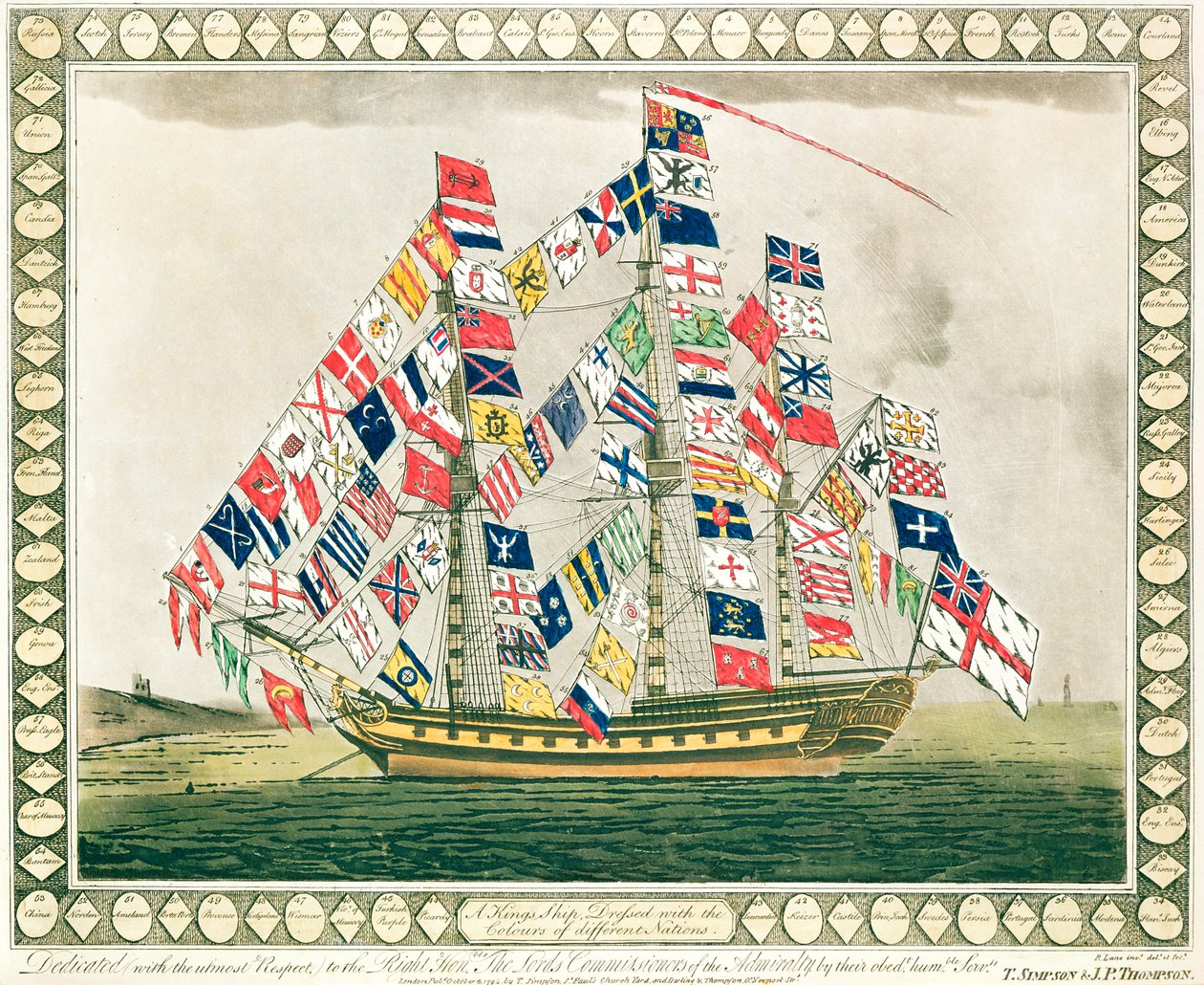 Statek królewski ubrany w barwy różnych narodów, 6 października 1794 r. autorstwa English School