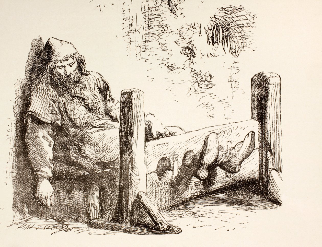 Człowiek w zapasach, 1890 autorstwa English School