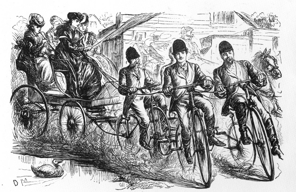 Nowatorski pomysł. Do Brighton i z powrotem w mgnieniu oka, karykatura z „Punch”, opublikowana 21 sierpnia 1869 r. autorstwa English School