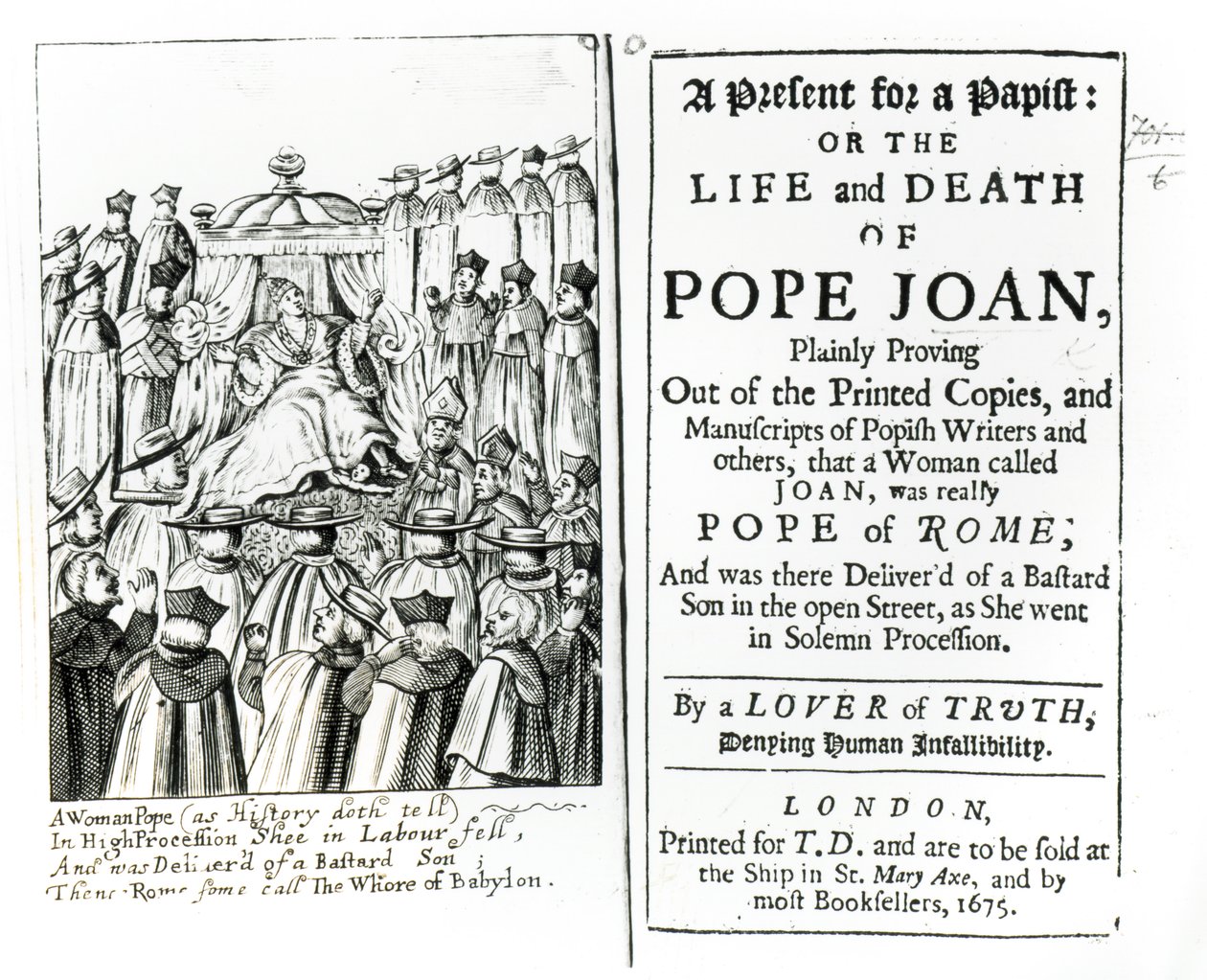 Prezent dla papisty, czyli życie i śmierć papieża Joanny, 1675 autorstwa English School