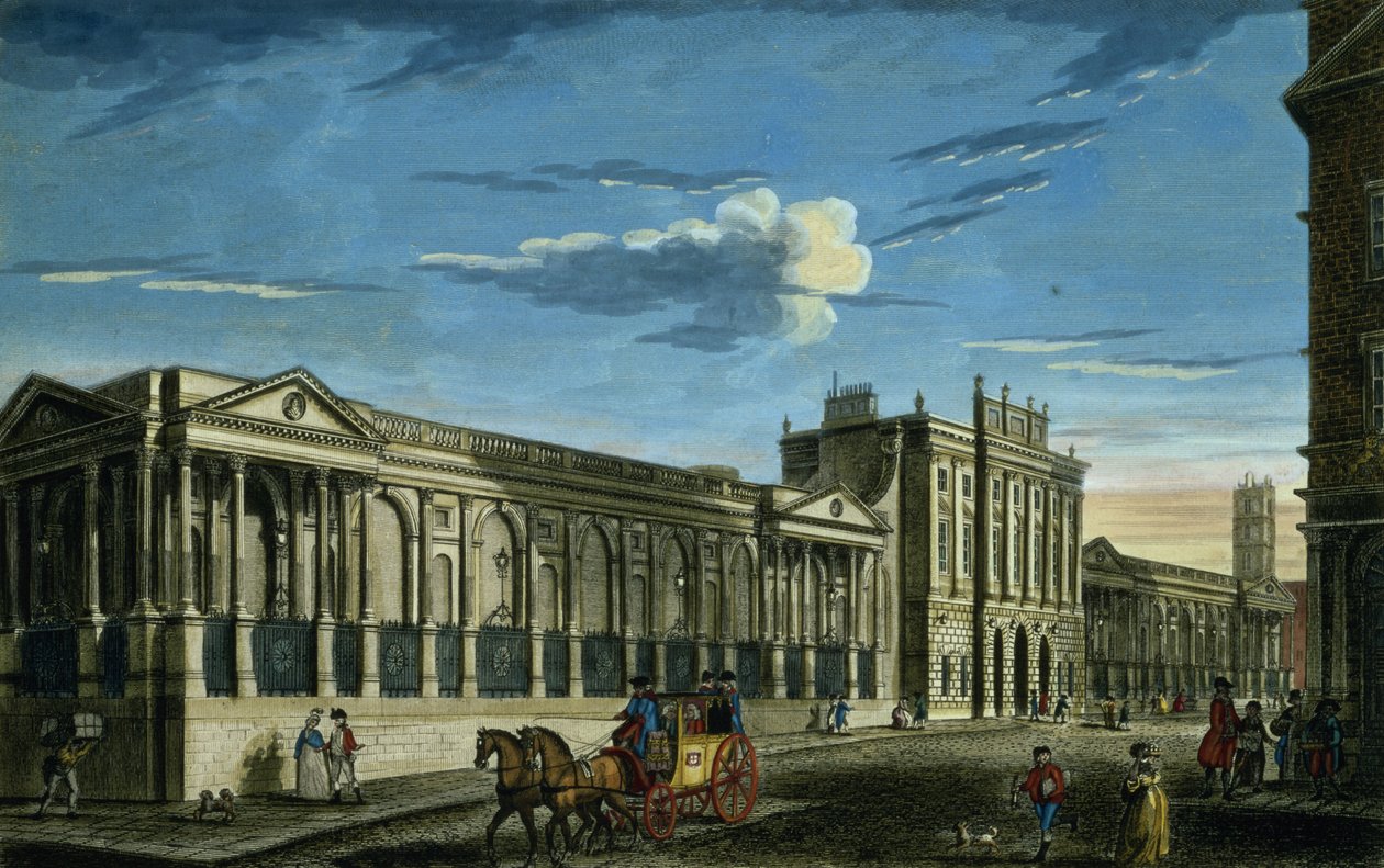 A View of the Bank of England, Threadneedle Street, Londyn, wydrukowany dla Bowles and Carver, wyd. 1797 autorstwa English School