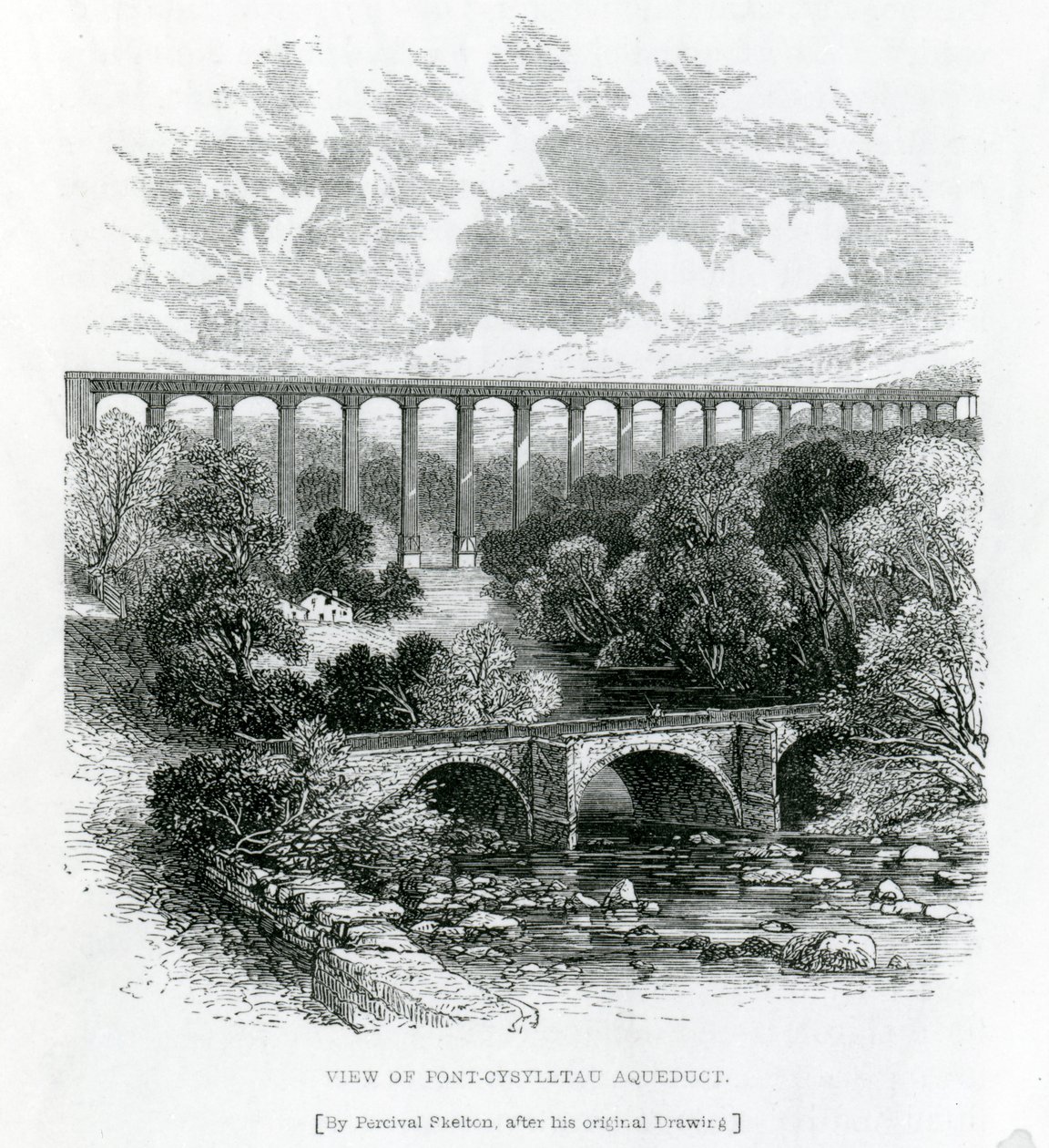 Widok na akwedukt Pontcysyllte, 1861 autorstwa English School