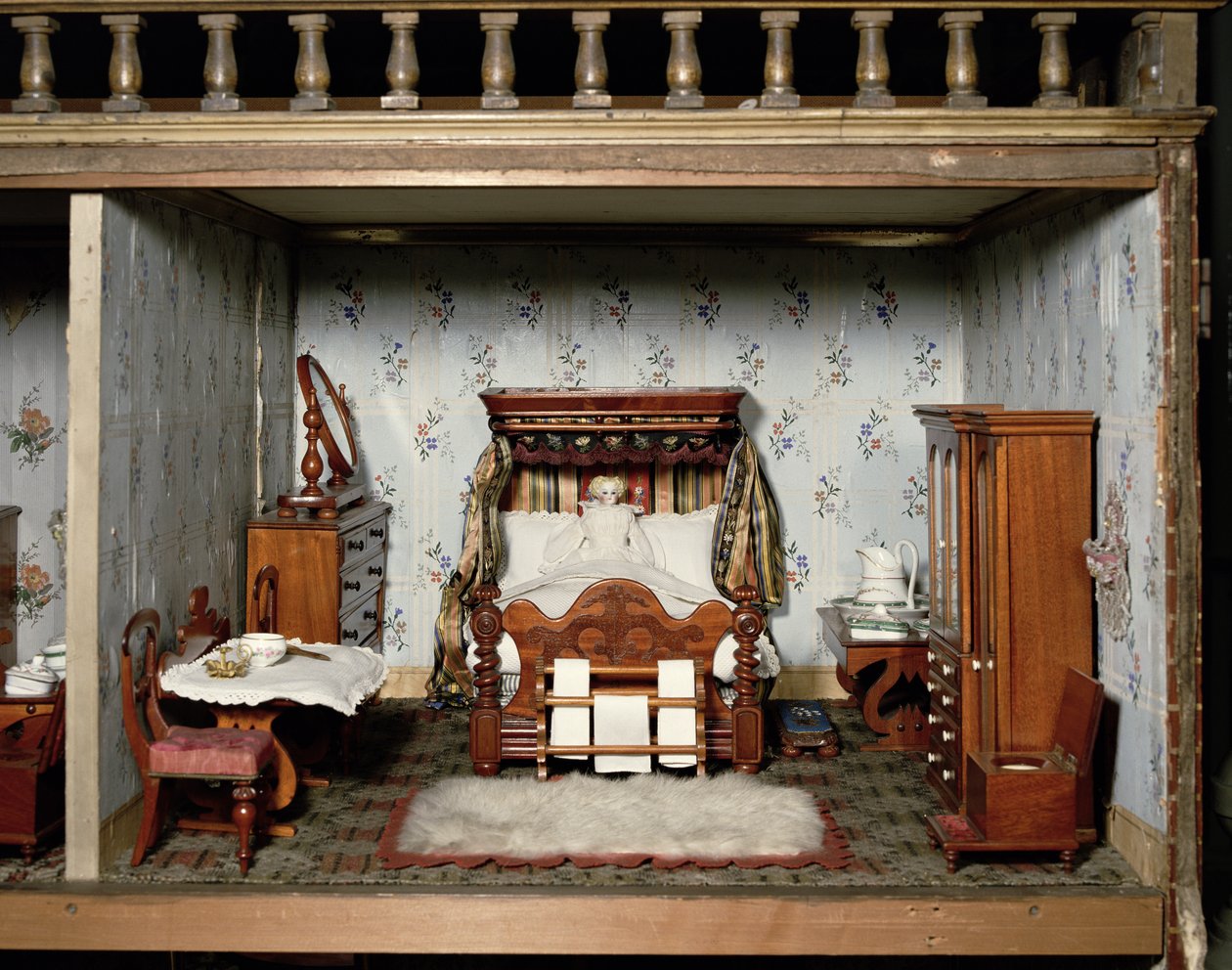Sypialnia w Mrs Bryants Pleasure, ok. 1860 r. autorstwa English School