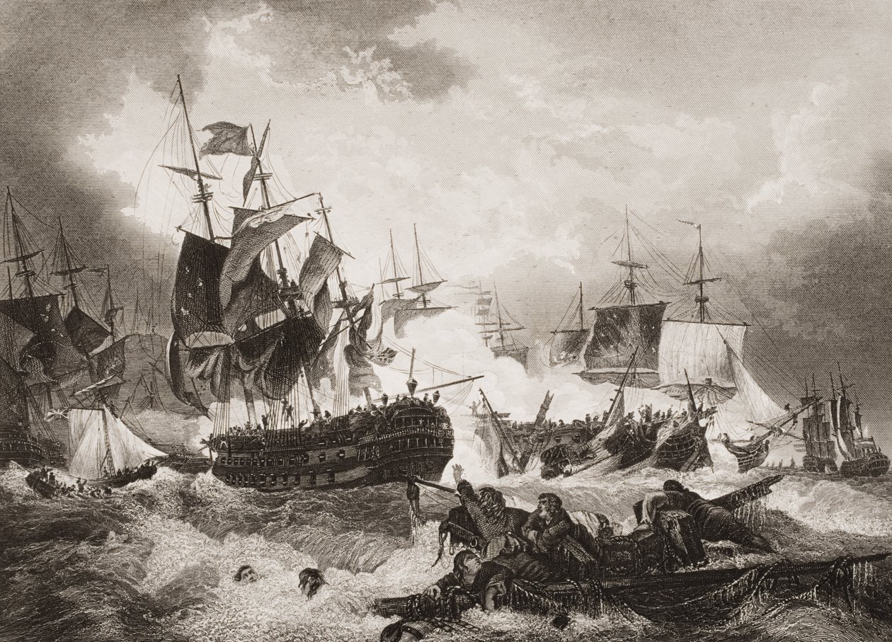 Zwycięstwo admirała Duncana nad flotą holenderską na Morzu Północnym, ilustracja z książki "England