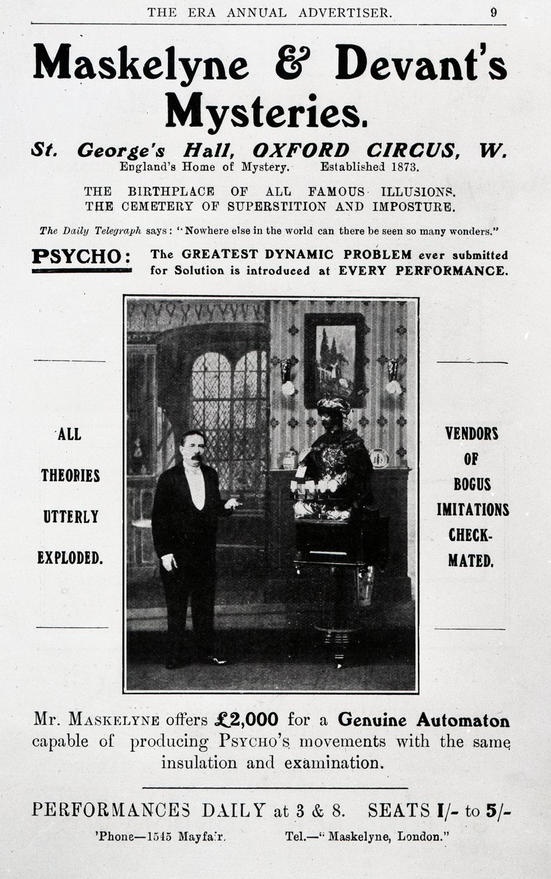 Reklama Tajemnic Maskelyne und Devant (druk) autorstwa English School