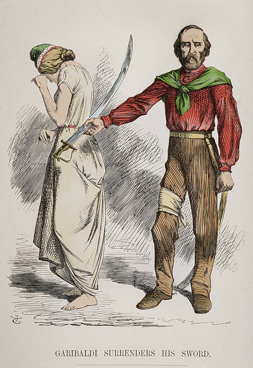 Alegoria Garibaldiego składającego miecz i opuszczającego Rzym, 1849 autorstwa English School