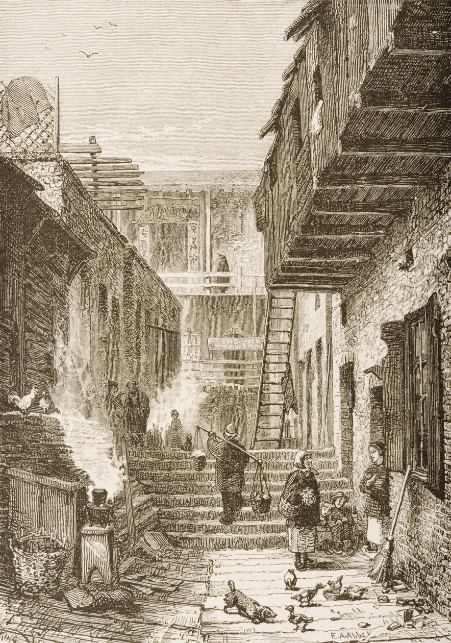 Aleja w Chinatown, San Francisco, Kalifornia, z „American Pictures”, wydanej przez The Religious Tract Society, 1876 autorstwa English School