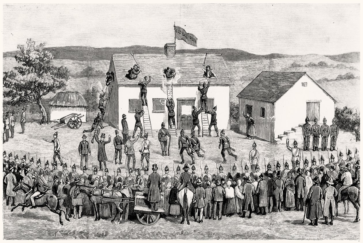 Eksmisja jednego z najemców Lorda Clanricarda, Woodford, hrabstwo Galway autorstwa English School