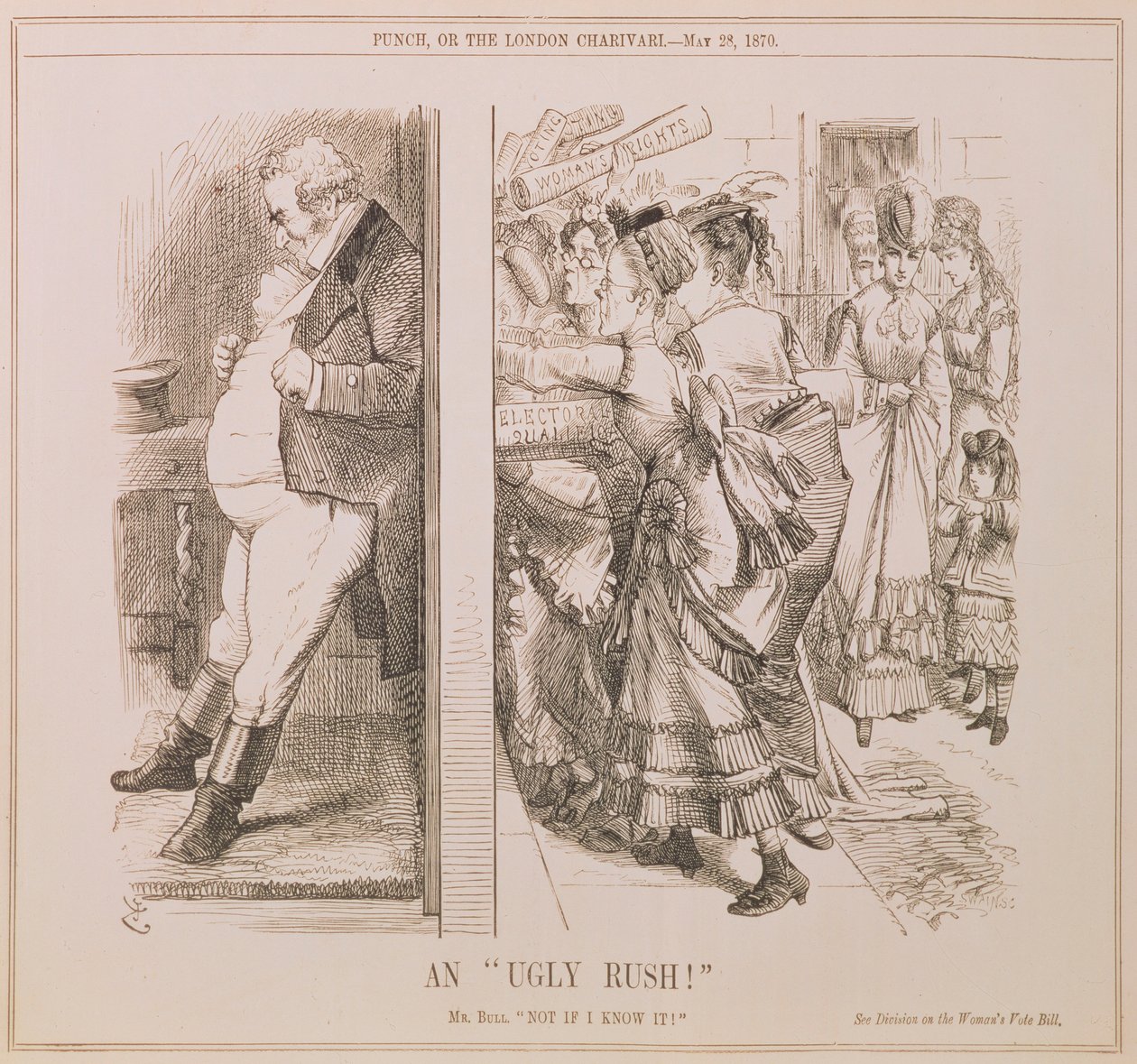 „Ugly Rush”, komiks z magazynu Punch, wyd. 1870 autorstwa English School