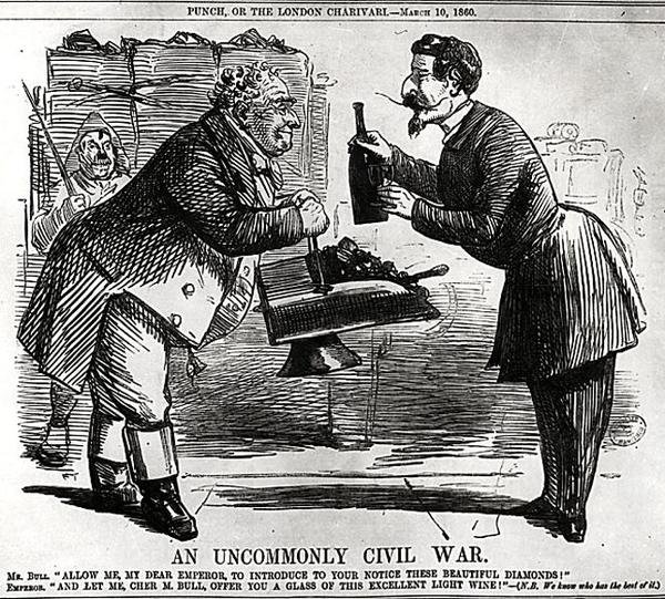 Niezwykła wojna domowa z Puncha lub londyńskiego Charivari, 10 marca 1860 r autorstwa English School