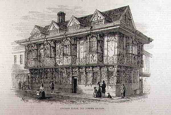 Ancient House in the Old Butter Market, Ipswich, z The Illustrated London News, 23 lipca 1881 r. autorstwa English School