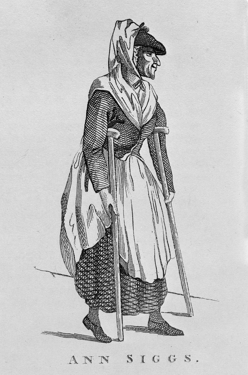 Анн Сиггс, 1819 онд хэвлэгдсэн "Лондонгийн гайхалтай, содон дүрүүдийн хөрөг ба царай" номноос autorstwa English School