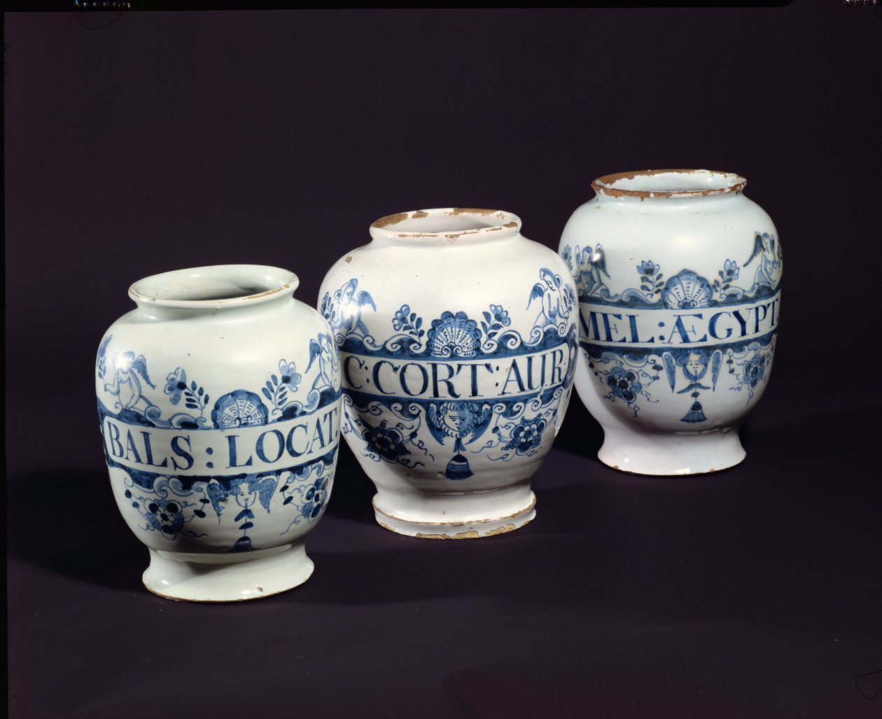 Aptekarze słoiki z lekami, ok. 1740 (ceramiczne) autorstwa English School
