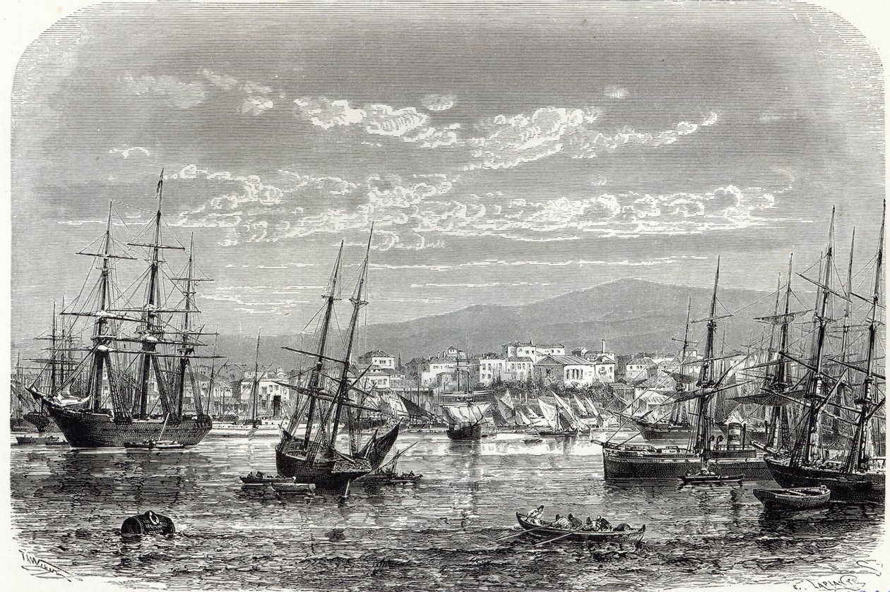 Ateny: ogólny widok Pireusu, z „The Illustrated London News” autorstwa English School
