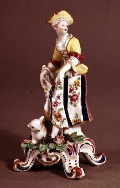 Kokardka porcelanowa figura pasterki, ok.1765 (ceramika) autorstwa English School