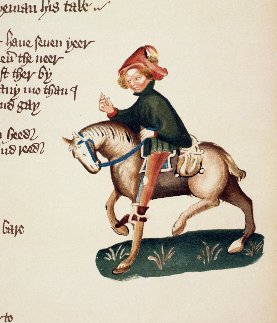 Canons Yeoman, fragment z Opowieści kanterberyjskich, Geoffrey Chaucer (ok. 1342-1400) Rękopis Ellesmere, wydanie faksymilowe, 1911 (szczegóły oryginalne zob. 21935) autorstwa English School