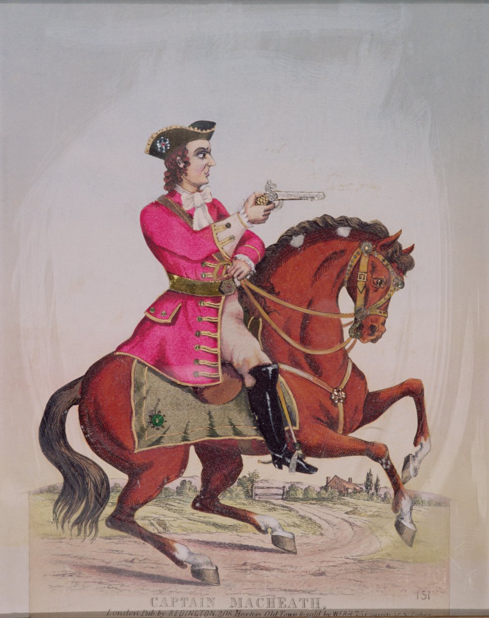 Kapitan MacHeath, rozbójnik, bohater „Opery żebraka” Johna Gaya (1685-1732), wyd. Redington (grafika i kolaż) autorstwa English School