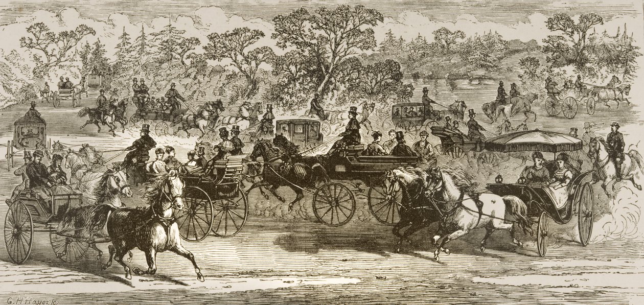 Central Park Drive, Nowy Jork, ok. 1870, z „American Pictures” opublikowanej przez religijne Towarzystwo Traktu, 1876 autorstwa English School