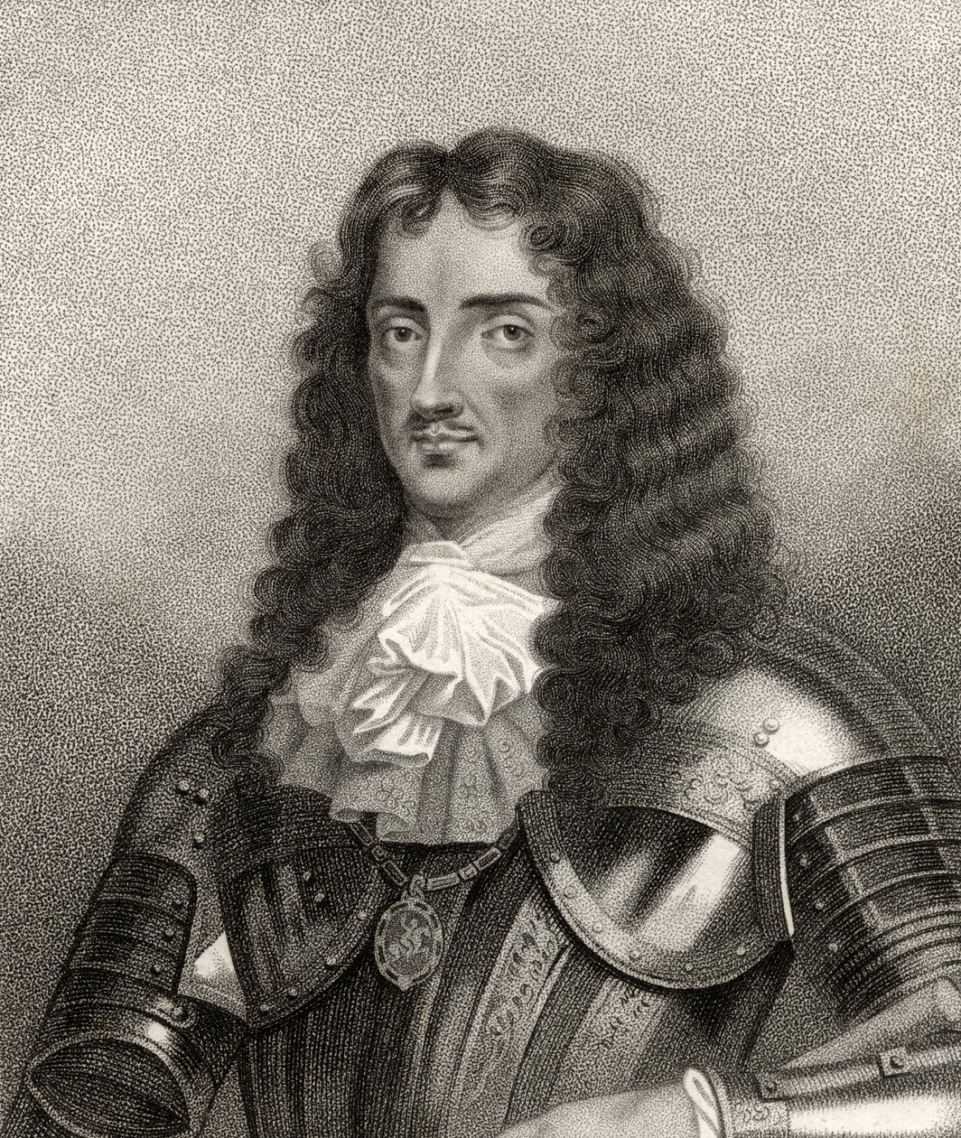 Karol II, rytowany przez Bocqueta, z „Katalogu autorów królewskich i szlacheckich”, wydanego w 1806 r. autorstwa English School
