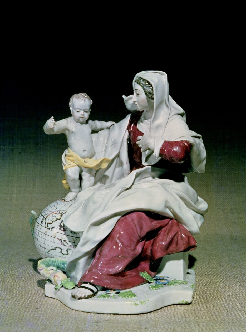 Figura Chelsea Madonny z Dzieciątkiem, okres Czerwonej Kotwicy, ok. 1755 (porcelana) autorstwa English School