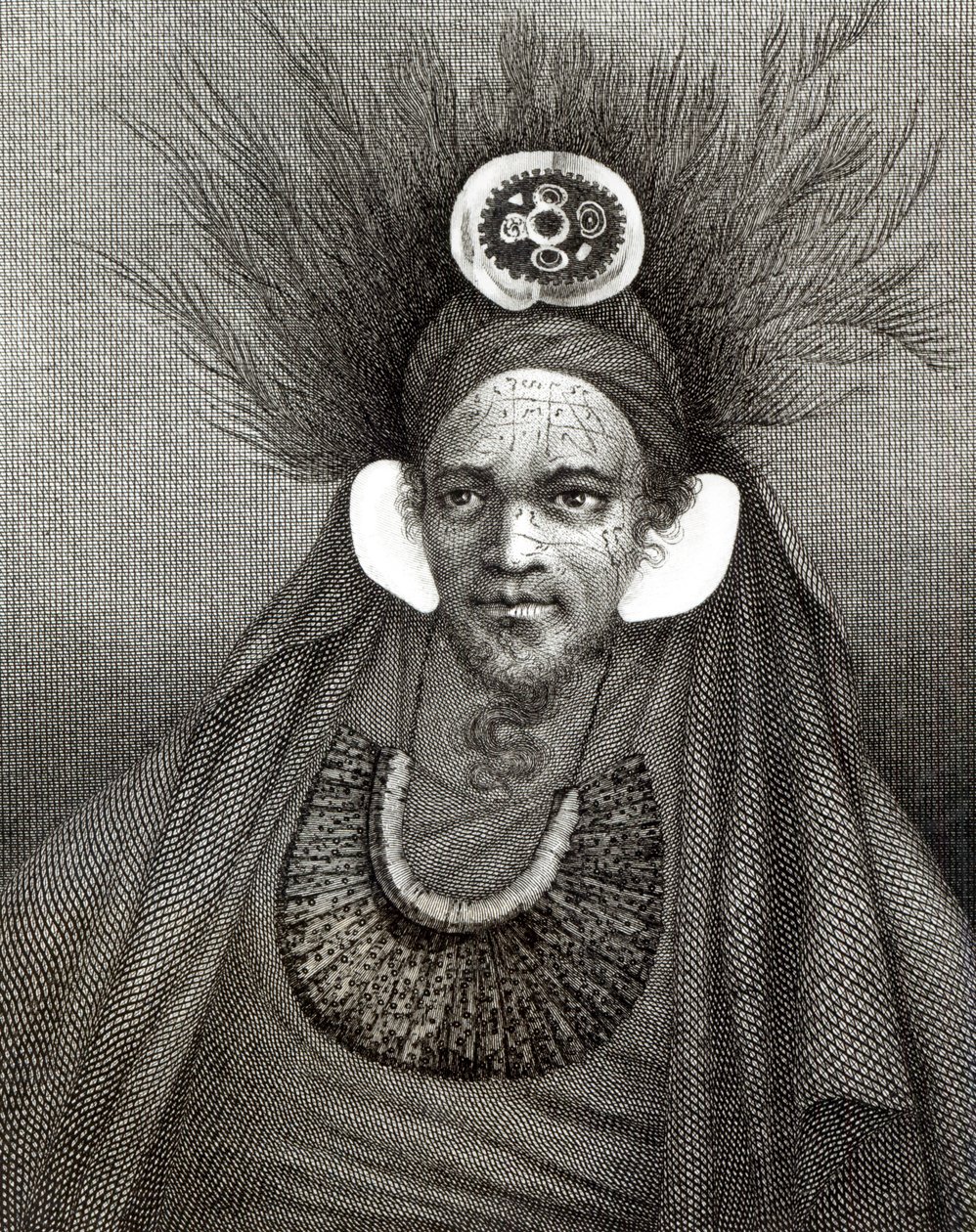 Wódz St.Christina, ilustracja z „Podróży dookoła świata na biegun południowy”, kapitana Jamesa Cooka (1728-79) autorstwa English School
