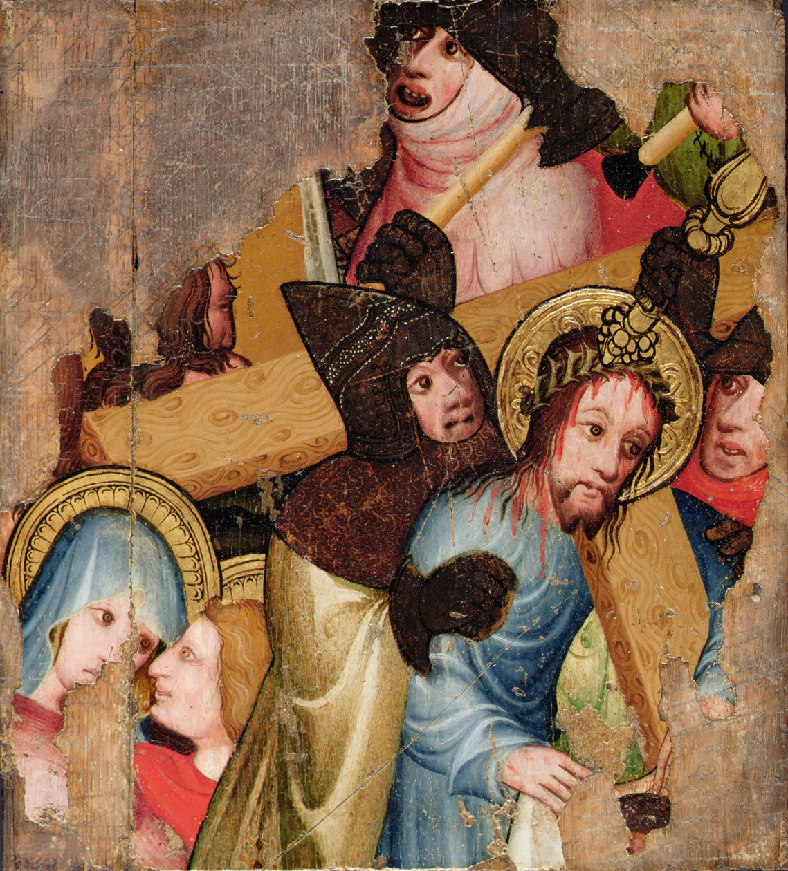 Chrystus niosący krzyż, ok. 1400-25 (olej i złoto na panelu) autorstwa English School