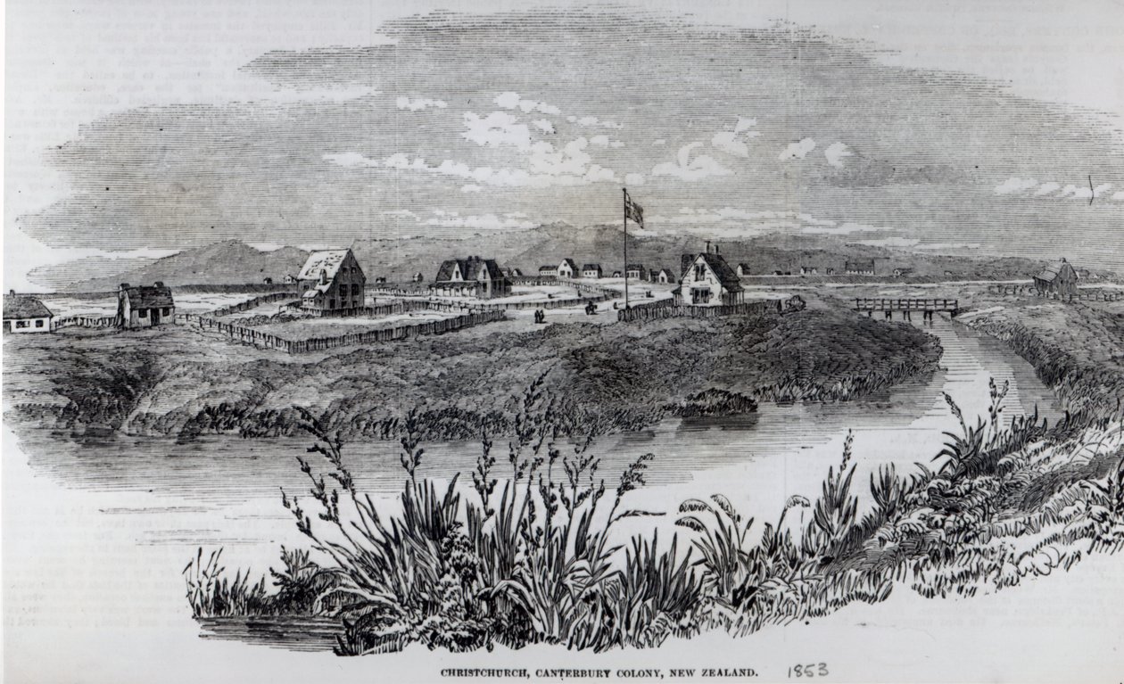 Christchurch, Canterbury Colony, Nowa Zelandia, z „The Illustrated London News”, 9 kwietnia 1853 autorstwa English School