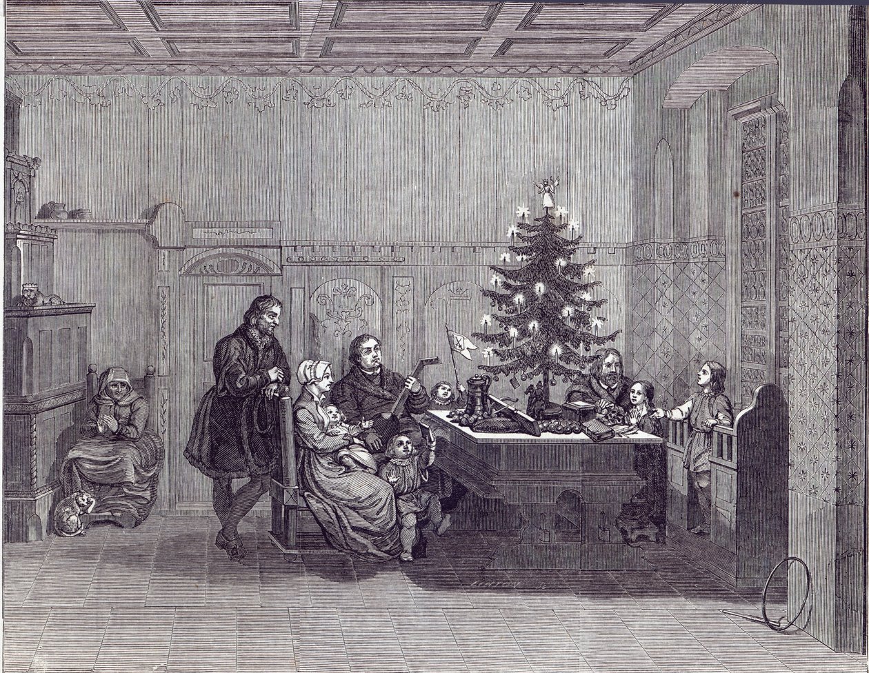 Wigilia Bożego Narodzenia w Niemczech: Marcin Luter i jego rodzina, z „The Illustrated London News”, 26 grudnia 1846 r. autorstwa English School