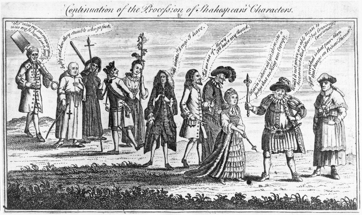 Kontynuacja procesji postaci Szekspira podczas obchodów Jubileuszu, 1769 autorstwa English School