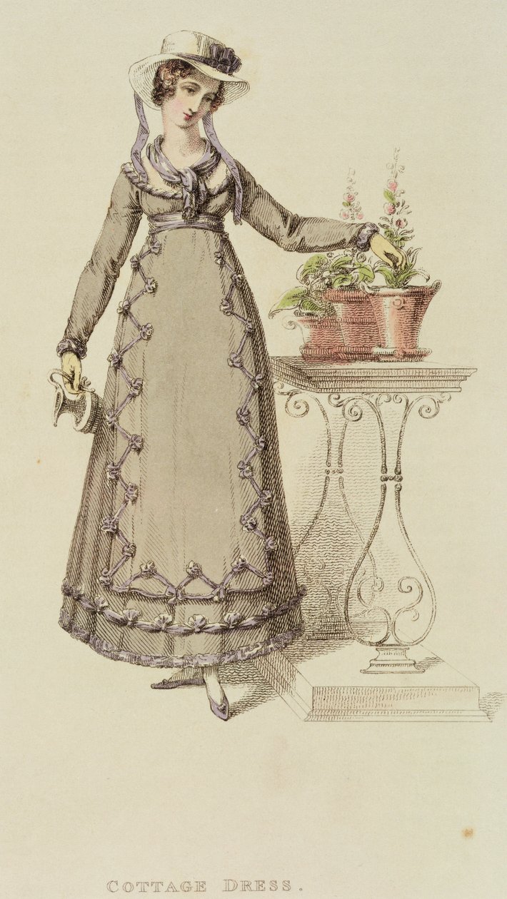 Sukienka Cottage, z Ackermanns Repository of Arts, wrzesień 1820 autorstwa English School