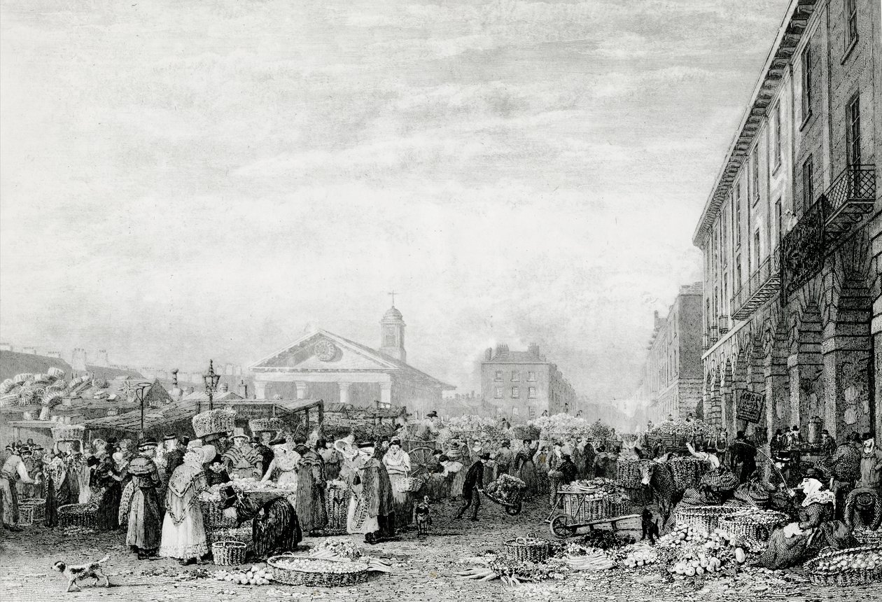 Targ w Covent Garden, 1824 autorstwa English School