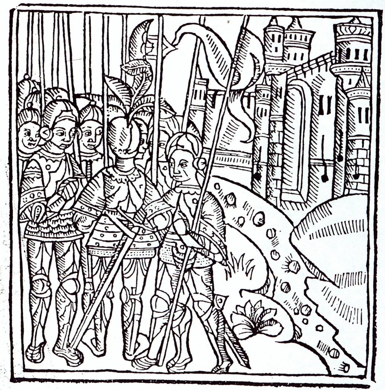 Krzyżowcy, wydrukowany przez Wynkyn de Worde (zm.1534) autorstwa English School