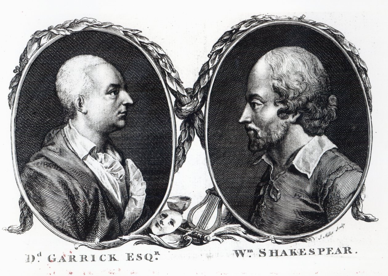 David Garrick i Szekspir, grawerowane przez J. Millera autorstwa English School
