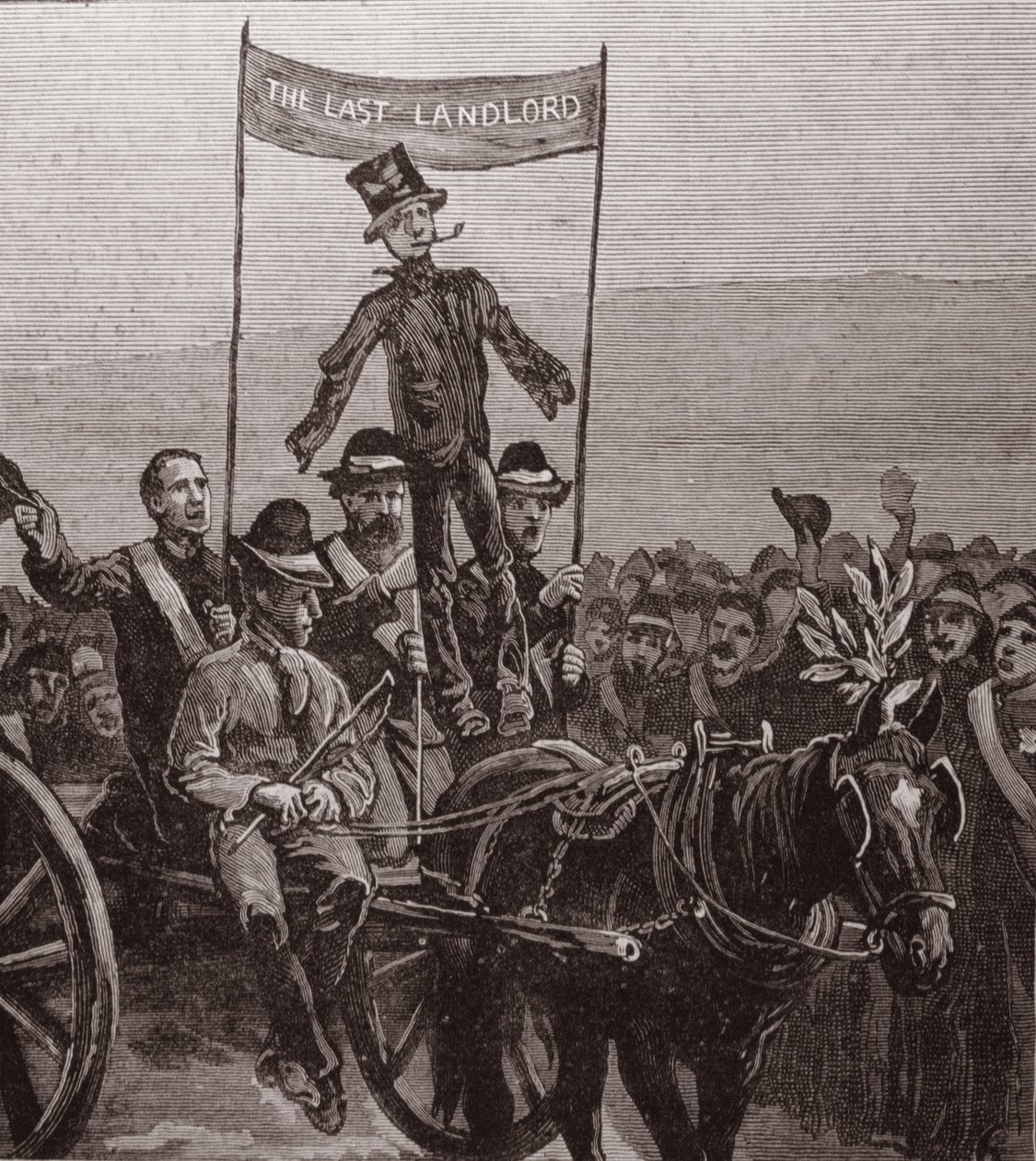 Demonstracja na posiadłości pana Parnella, Avondale, Wicklow: wizerunek ostatniego właściciela, z „The Illustrated London News”, 7 stycznia 1882 autorstwa English School