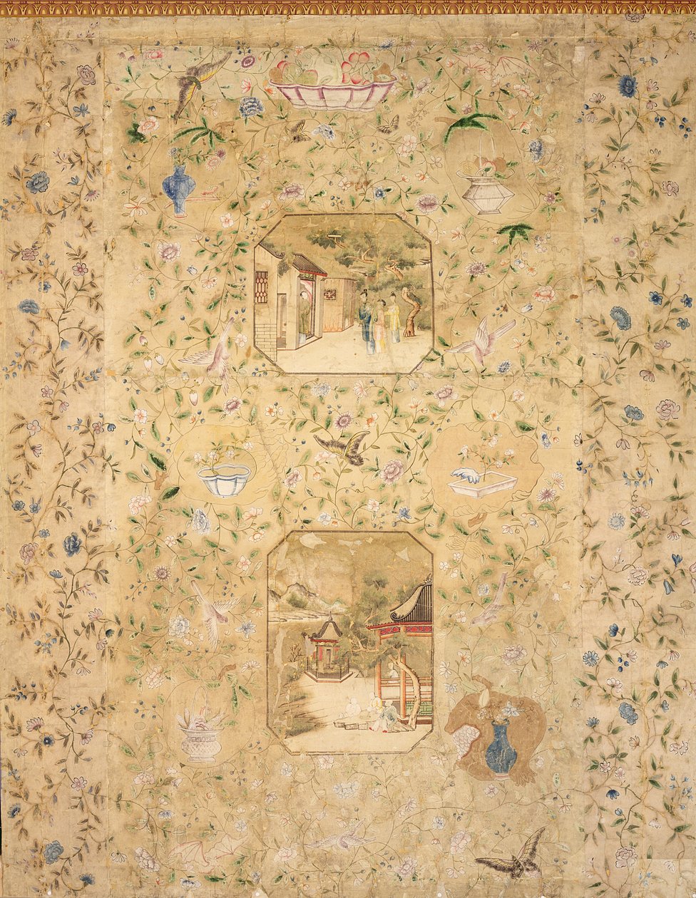 Fragment tapety przedstawiający różne sceny chińskie, 1780 autorstwa English School