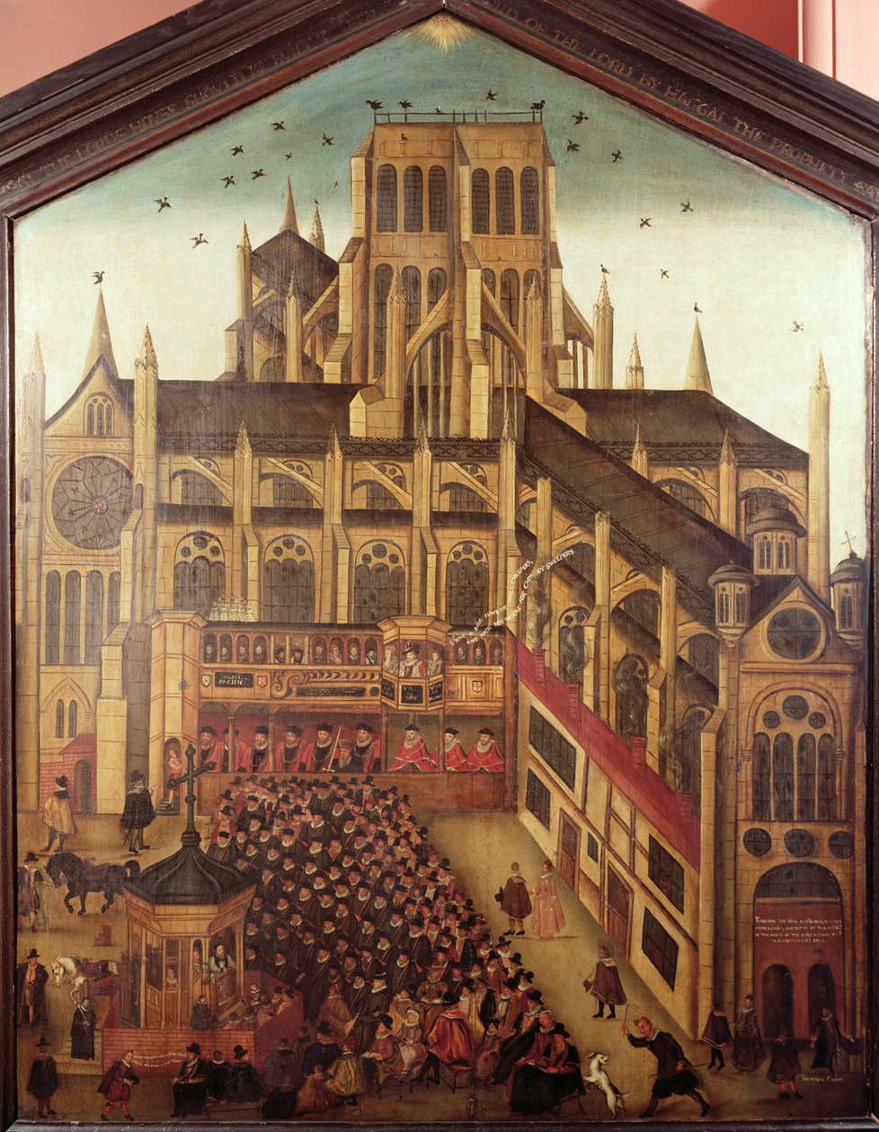 Kazanie dr J. Kinga w katedrze św. Pawła w 1616, 1624 (olej na drewnie) autorstwa English School