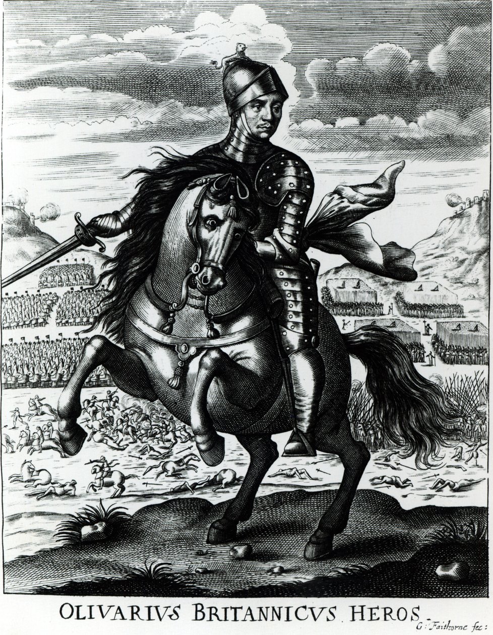 Portret jeździecki Olivera Cromwella (1599-1658) autorstwa English School