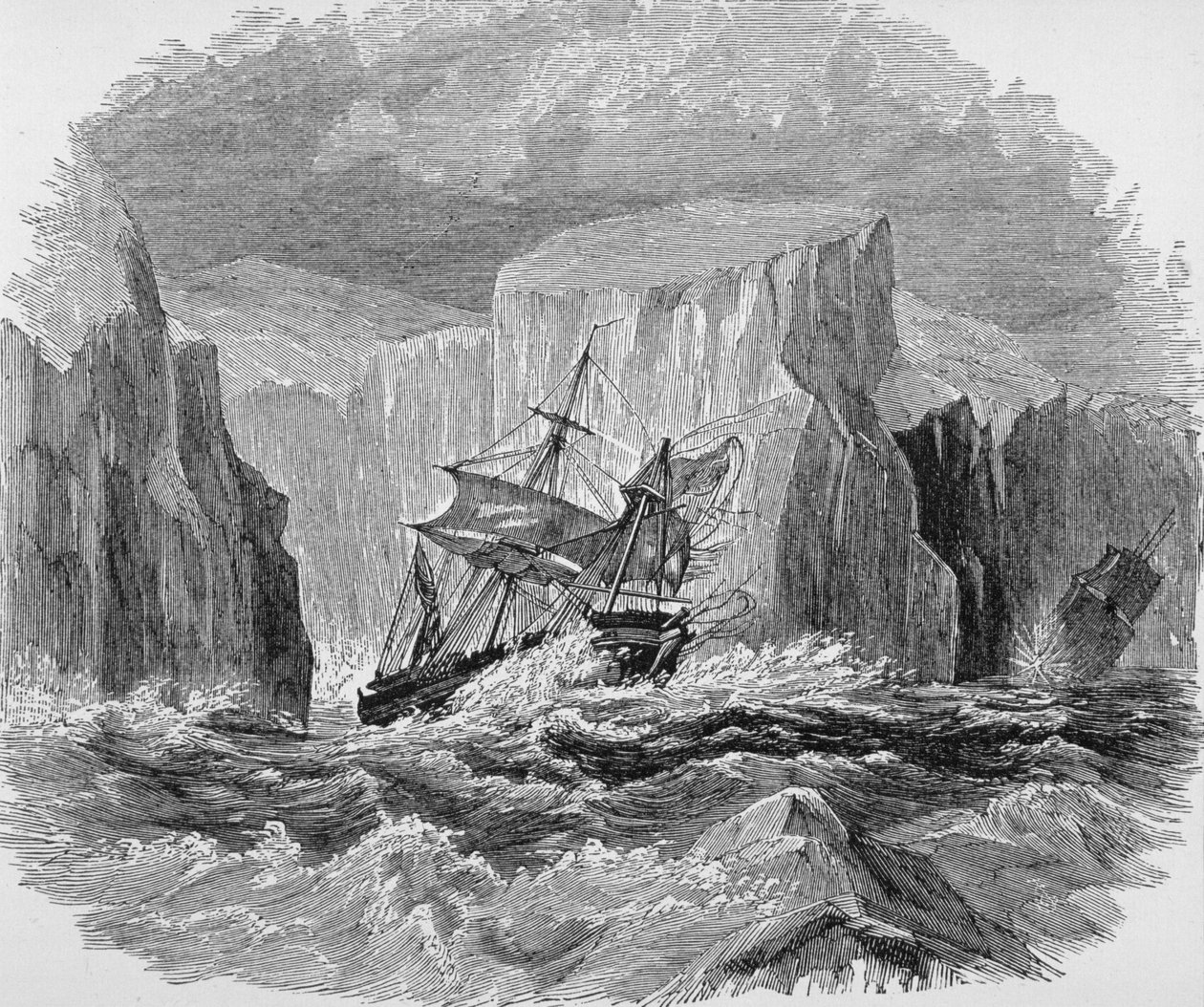 „Erebus” i „Terror” w lodzie, z „Galerii geografii” ks. Thomasa Milnera, wydanej ok. 1880 r. autorstwa English School
