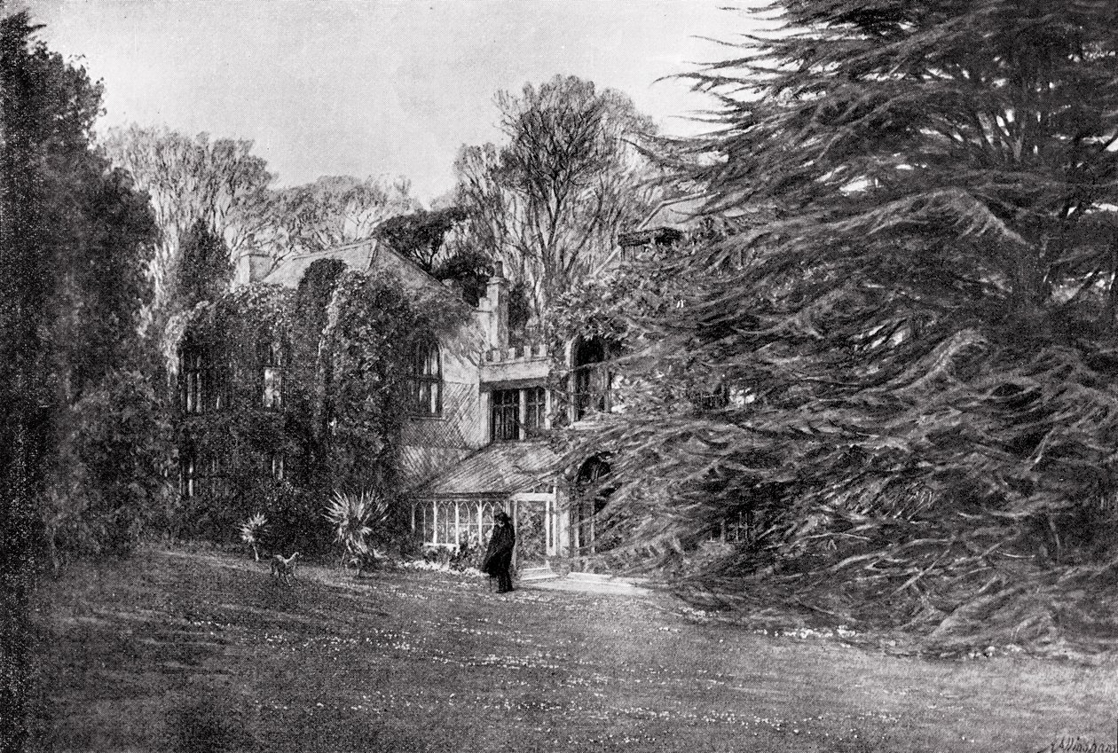 Farringford w Freshwater Bay, w domu Alfreda Lorda Tennysona (1809-92) autorstwa English School